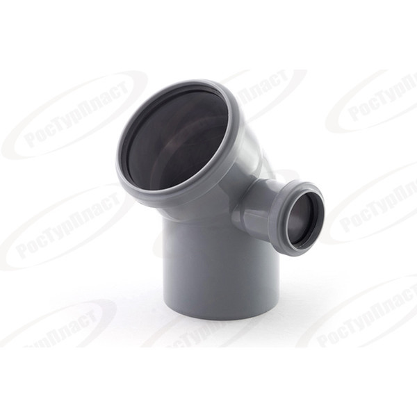 Отвод канализационный 110/45° с выходом 50 (правый) Ростурпласт