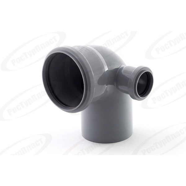 Отвод канализационный 110/90° с выходом 50 (правый) Ростурпласт