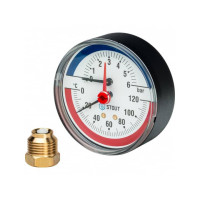 Термоманометр давления аксиальный STOUT 1/2" Dn 80 мм от 0 до 6 бар от 0 до 120 градусов