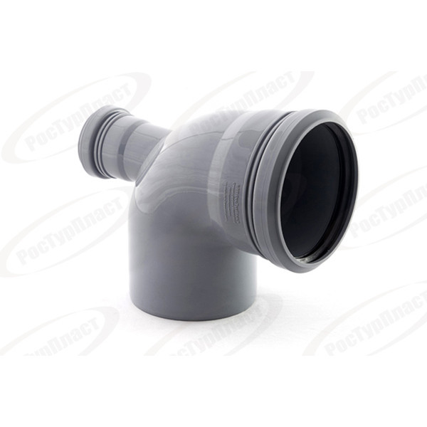 Отвод канализационный 110/90° с выходом 50 (тыл) Ростурпласт