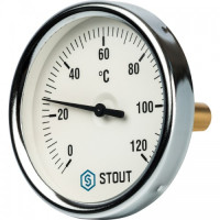 Термометр биметаллический накладной с пружиной Dn 63 мм 1/2" от 0 до 120 градусов STOUT