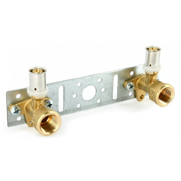 Водорозетка пресс 16x1/2 двойная на планке Uni-Fitt