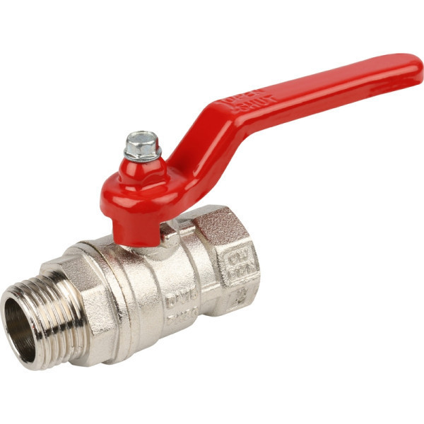 Кран латунный стандартнопроходной 1/2" STOUT (резьба внутренняя/наружная) ручка рычаг