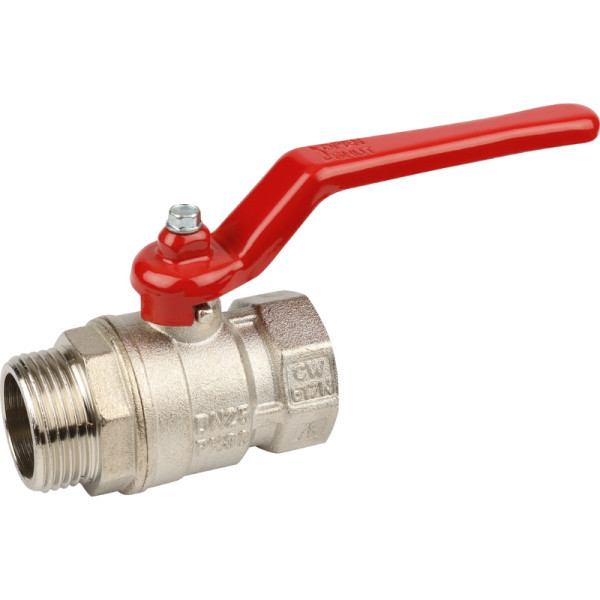 Кран латунный стандартнопроходной 1" STOUT (резьба внутренняя/наружная) ручка рычаг