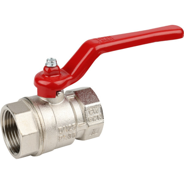 Кран латунный стандартнопроходной 1" STOUT (резьба внутренняя/внутренняя) ручка рычаг