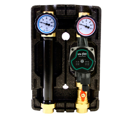 Насосная группа прямая с энергоэффективным насосом Uni-Fitt GTA 25-7 180 теплоизоляции Uni-Fitt