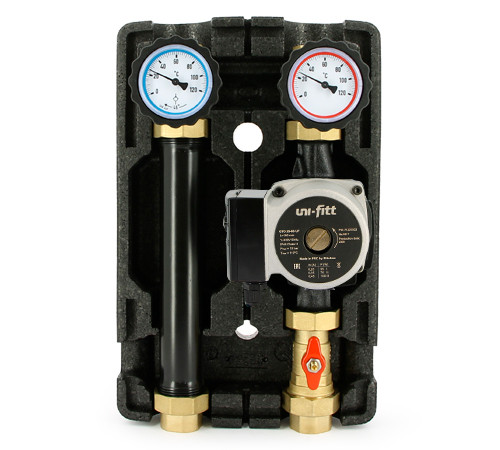 Насосная группа прямая с насосом Uni-Fitt GTO 25-6S 180 теплоизоляции Uni-Fitt