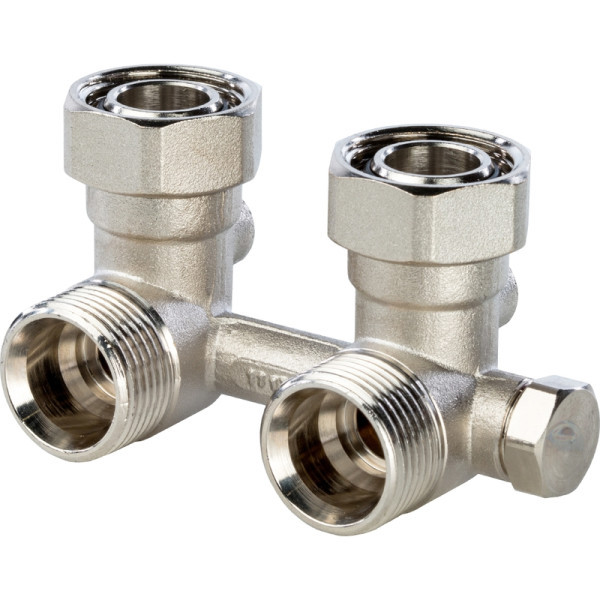 Узел нижнего подключения радиатора для однотрубной системы угловой 3/4 STOUT