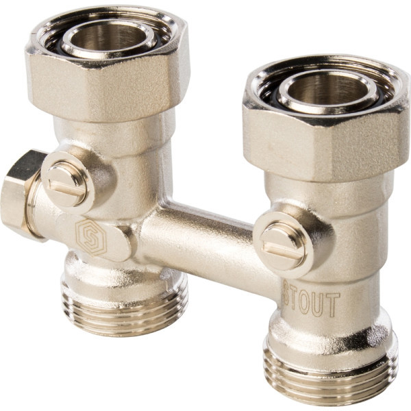 Узел нижнего подключения радиатора для однотрубной системы прямой 3/4 STOUT