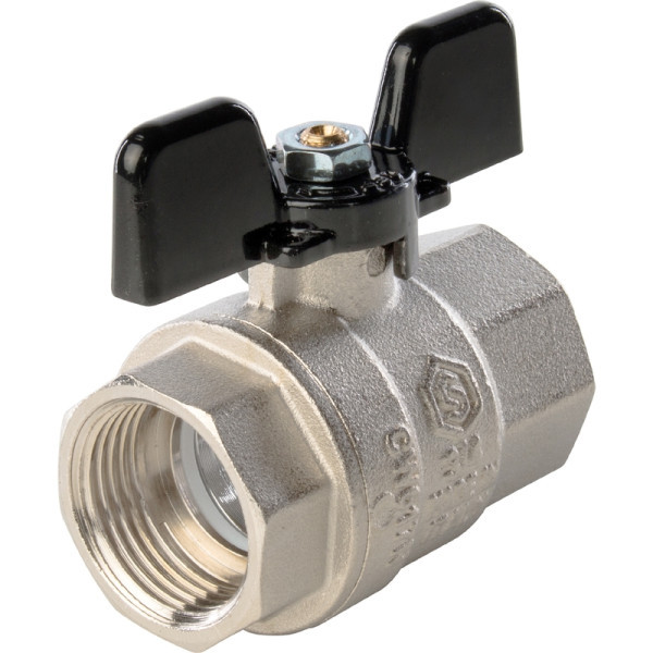 Кран латунный полнопроходной 3/4" STOUT (резьба внутренняя/внутренняя) ручка бабочка