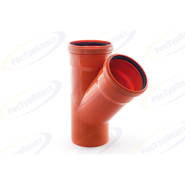 Тройник канализационный 160x160/45° РосТурПласт рыжий