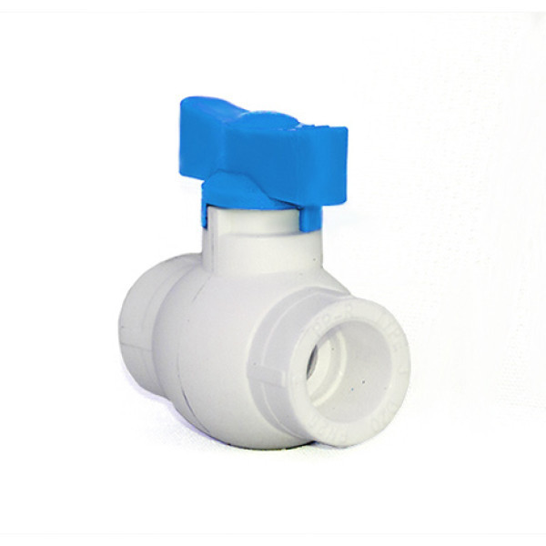 Кран PP-R 25 шаровой Ростурпласт стандартный проход (ручка синяя)