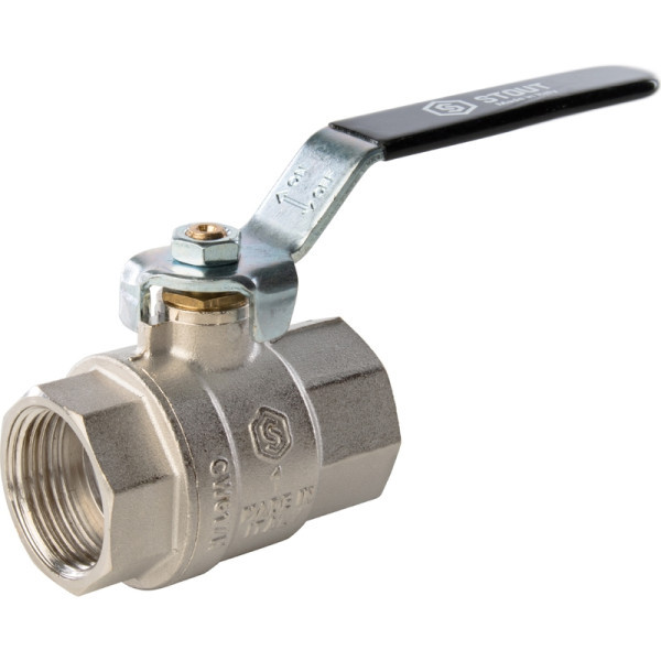 Кран латунный полнопроходной 1" STOUT (резьба внутренняя/внутренняя) ручка рычаг