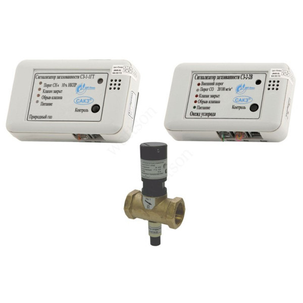 Сигнализатор загазованности САКЗ МК-2-1 Дн 32 НД бытовая (СО+СН) клапан КЗЭУГ