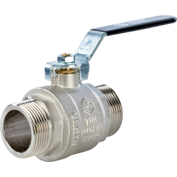 Кран латунный полнопроходной 1 1/4" STOUT (резьба наружная/наружная) ручка рычаг