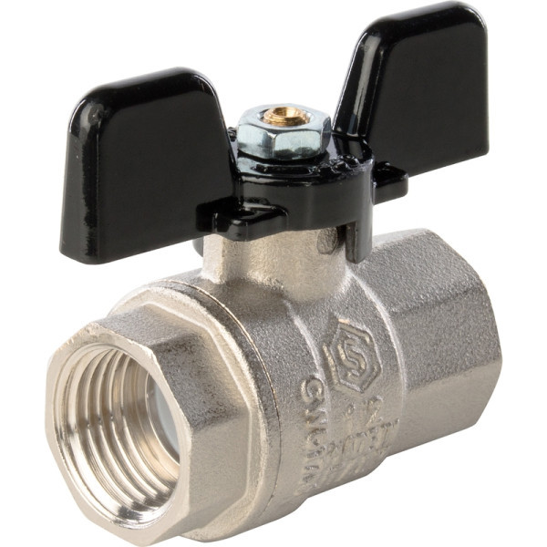 Кран латунный полнопроходной 1/2" STOUT (резьба внутренняя/внутренняя) ручка бабочка