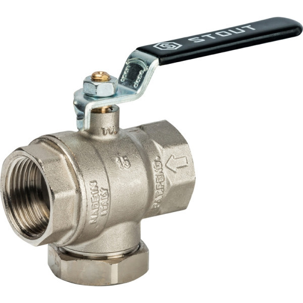 Кран шаровой с фильтром 1" STOUT ручка рычаг