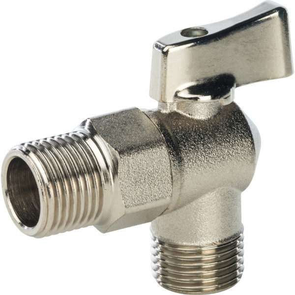 Кран латунный для стиральных машин 1/2"x1/2" угловой STOUT