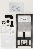 Инсталляция для унитаза РЕХАУ NOVAFLOW комплект с кнопкой смыва NOVA ORB 001 круглая, белый глянцевый