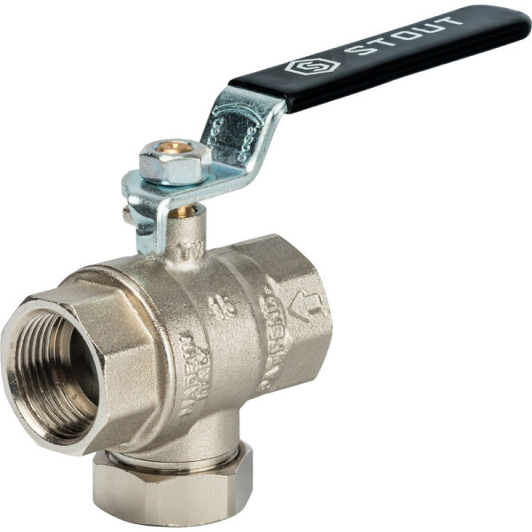 Кран шаровой с фильтром 3/4" STOUT ручка рычаг