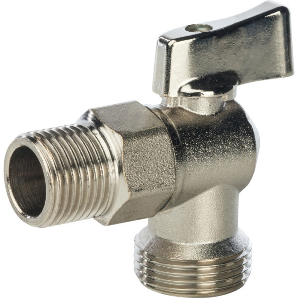 Кран латунный для стиральных машин 1/2"x3/4" угловой STOUT