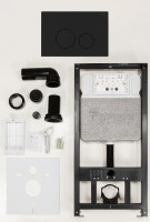 Инсталляция для унитаза РЕХАУ NOVAFLOW комплект с кнопкой смыва NOVA ORB 001 круглая, черный матовый