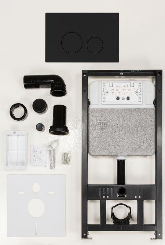 Инсталляция для унитаза РЕХАУ NOVAFLOW комплект с кнопкой смыва NOVA ORB 001 круглая, черный матовый Инсталляция для унитаза РЕХАУ NOVAFLOW комплект с кнопкой смыва NOVA ORB 001 круглая, черный матовый