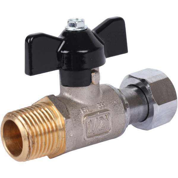 Кран шаровой с накидной гайкой STOUT, НР/накидная гайка, 3/4"x3/4" прямой