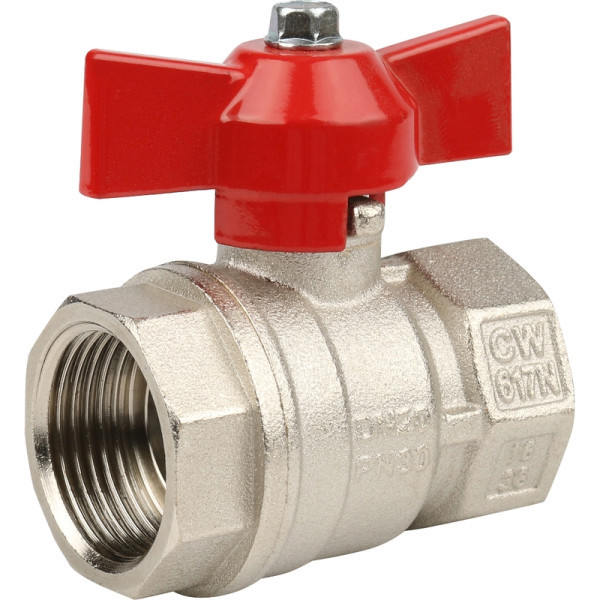 Кран латунный стандартнопроходной 3/4" STOUT (резьба внутренняя/внутренняя) ручка бабочка