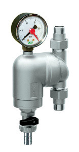 Фильтр с поворотным соединением, 3/4", НР-НР, 300 мкм, с манометром, Tmax: 95 °С, 25 бар FAR
