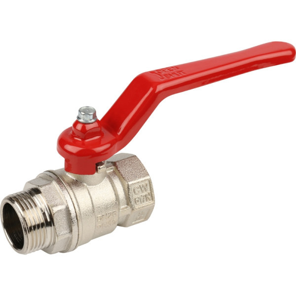 Кран латунный стандартнопроходной 3/4" STOUT (резьба внутренняя/наружная) ручка рычаг