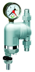 Фильтр с поворотным соединением, 1/2", НР-НР, 100 мкм, с магнитной вставкой, с манометром, Tmax: 95 °С, 25 бар FAR