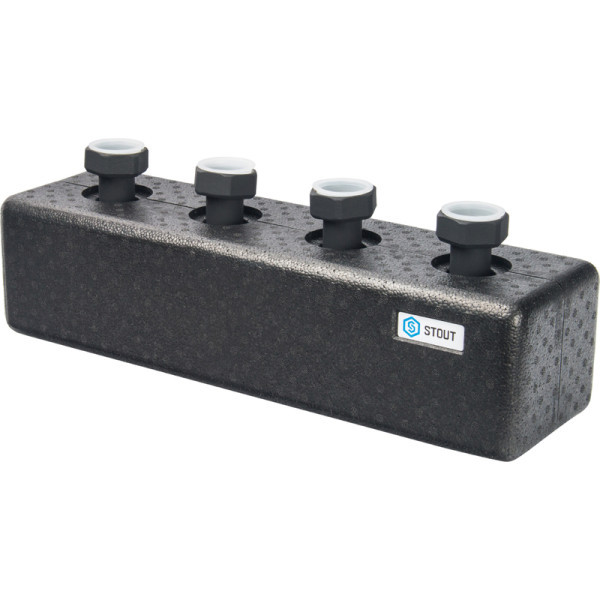 Стальной распределительный коллектор 2 отопительных контура в теплоизоляции DN25