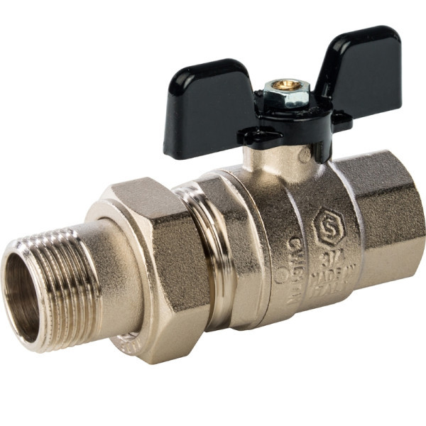 Кран полнопроходной с американкой 3/4" прямой STOUT