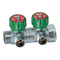 Коллектор регулирующий 3/4" на 2 отвода с выходом на 1/2" EU с вставкой под плоское уплотнение FAR