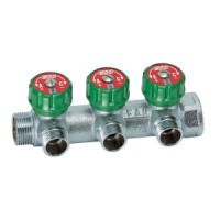 Коллектор регулирующий 3/4" на 3 отвода с выходом на 1/2" EU с вставкой под плоское уплотнение FAR