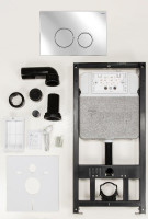 Инсталляция для унитаза  РЕХАУ NOVAFLOW комплект с кнопкой смыва NOVA ORB 001 круглая, хром глянцевый