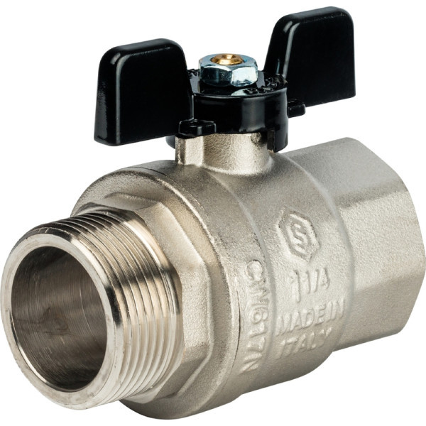 Кран латунный полнопроходной 1 1/4" STOUT (резьба внутренняя/наружная) ручка бабочка