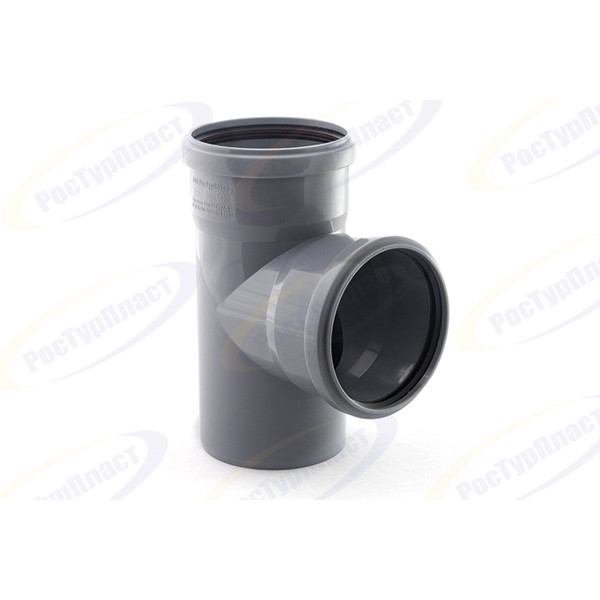 Тройник канализационный 110x110/90° РосТурПласт серый