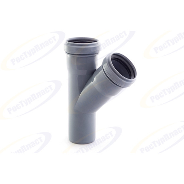 Тройник канализационный 50x40/45° РосТурПласт серый